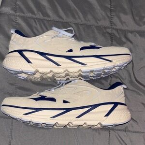 Hoka Cream and Navy Athletic Sneakers size 11.5